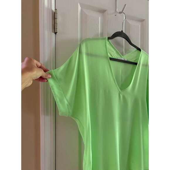 Lush Womens Top Slouchy Neon Green Small Semi Sheer - Picture 3 of 4